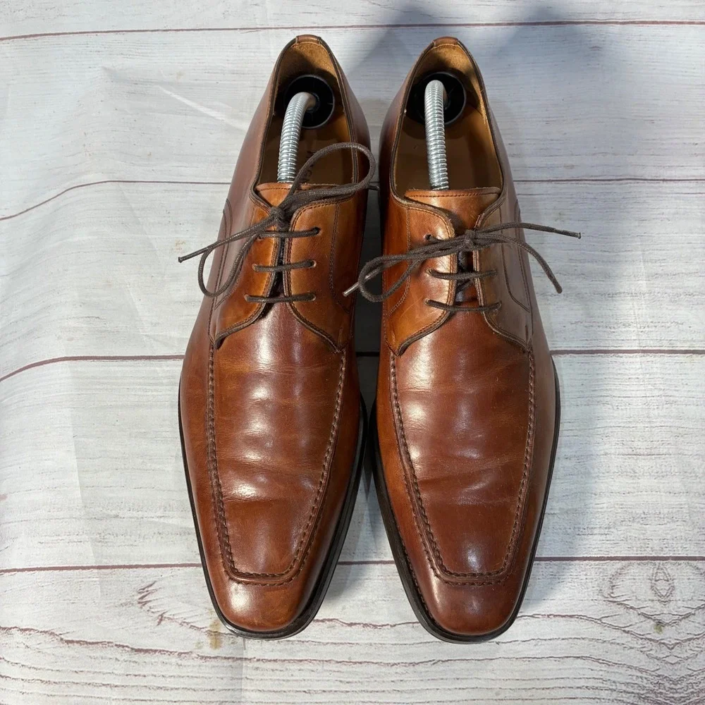 Magnanni Apron Toe Derby‎ Shoes Mens 10 Brown Leather Spain